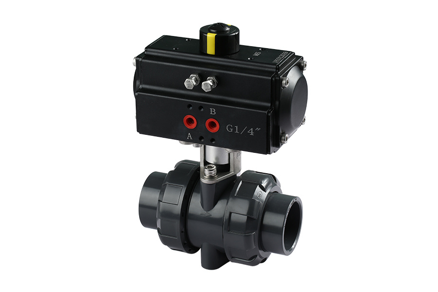 UPVC气动双由令球阀